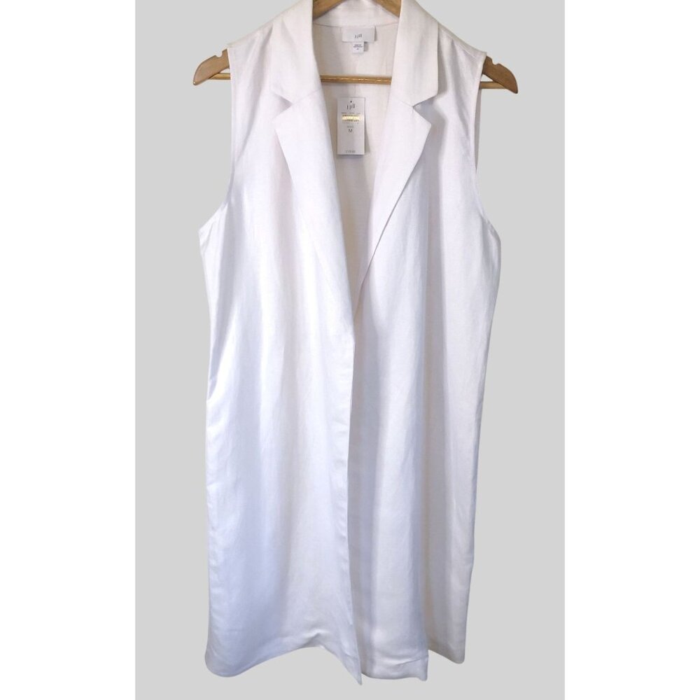 NWT J. Jill Sleeveless Duster Vest Women's M Linen Blend Lagenlook Minimalist